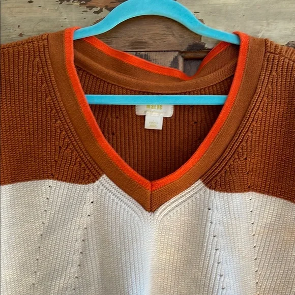 MAEVE Oversized V-Neck Pullover Sweater Color Block Sweater size Small - Picture 5 of 10